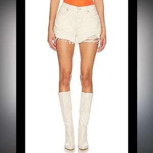 Show Me Your Mumu Shorts White Philly Pinch High Waist Distressed Denim Sz 26